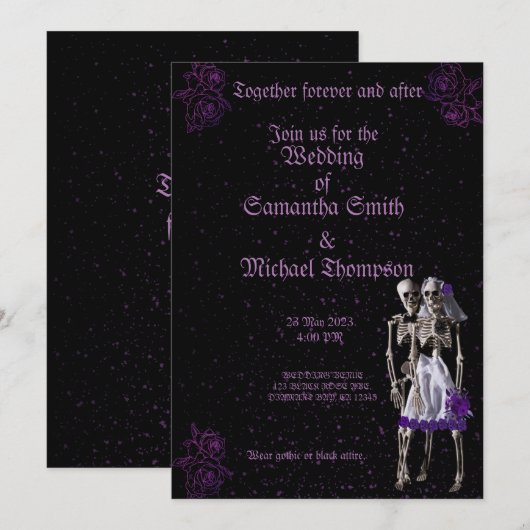  Gothic violet bruiloft Kaart (Voorkant / Achterkant)