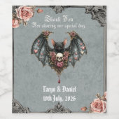 Gothic Vleermuis Bruiloft Wijn Etiket (Enkel label)