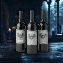 Gothic Vleermuis Bruiloft Wijn Etiket