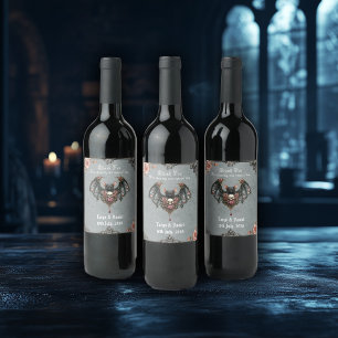 Gothic Vleermuis Bruiloft Wijn Etiket