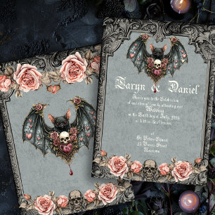 Gothic Vleermuis Huwelijksuitnodiging Kaart