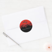 Gothic Vleermuizen & Rode Druipende Bloed Hallowee Ronde Sticker (Envelop)