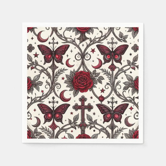 Gothic Vlinder Bloemmotief (1) Servet (Voorkant)