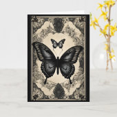Gothic Vlinder en Lijst Verjaardag Kaart (Gele Bloem)