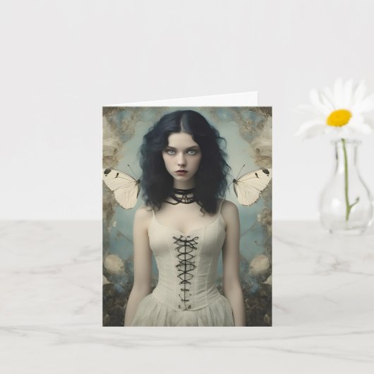 Gothic vlinder vrouw, alle gelegenheden kaart (Kleine Plant)