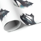 Gothic Vogue | Blauwgroen Splash en Stiletto Hoge  Cadeaupapier (Rol Hoek)