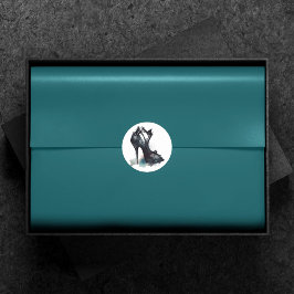 Gothic Vogue | Blauwgroen Splash en Stiletto Hoge Ronde Sticker