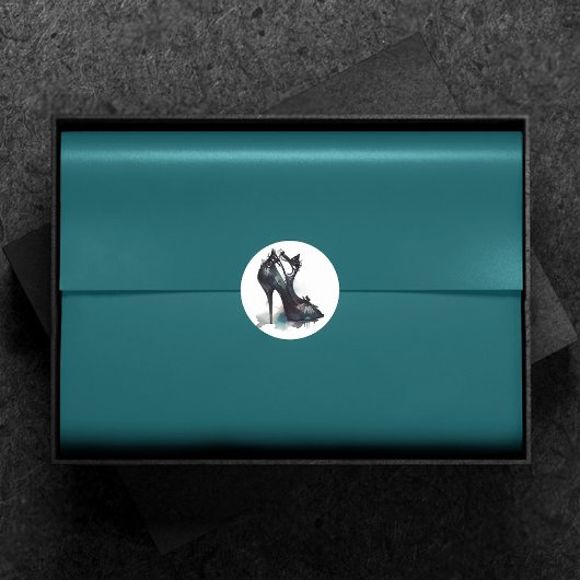 Gothic Vogue | Blauwgroen Splash en Stiletto Hoge  Ronde Sticker