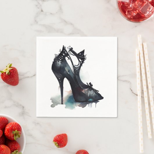 Gothic Vogue | Blauwgroen Splash en Stiletto Hoge  Servet (Insitu)