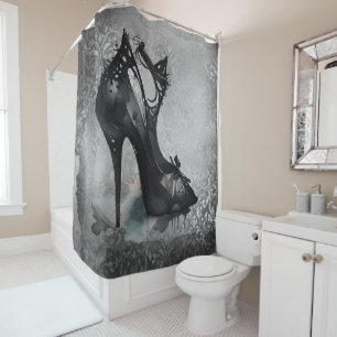 Gothic Vogue Grunge Blauwgroen Splash Stiletto H Douchegordijn