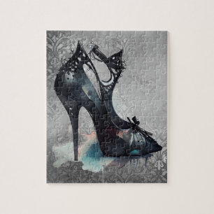 Gothic Vogue Grunge   Blauwgroen Splash Stiletto H Legpuzzel