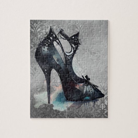 Gothic Vogue Grunge | Blauwgroen Splash Stiletto H Legpuzzel (Verticaal)