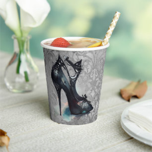 Gothic Vogue Grunge Blauwgroen Splash Stiletto H Papieren Bekers