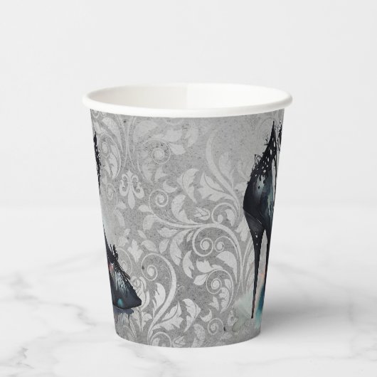 Gothic Vogue Grunge | Blauwgroen Splash Stiletto H Papieren Bekers (Links)