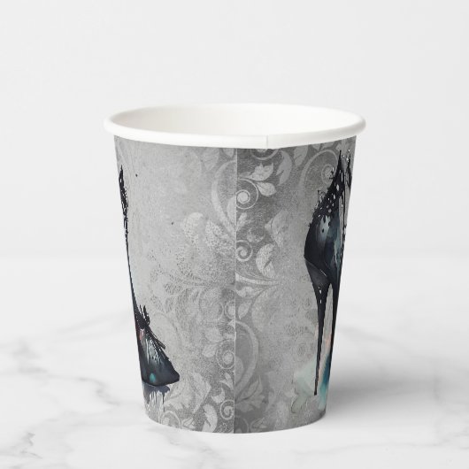 Gothic Vogue Grunge | Blauwgroen Splash Stiletto H Papieren Bekers (Rechts)