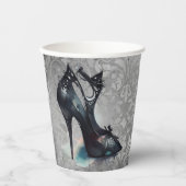 Gothic Vogue Grunge | Blauwgroen Splash Stiletto H Papieren Bekers (Voorkant)