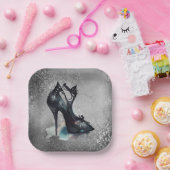 Gothic Vogue Grunge | Blauwgroen Splash Stiletto H Papieren Bordje (Feest)