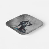 Gothic Vogue Grunge | Blauwgroen Splash Stiletto H Papieren Bordje (Gebogen)