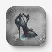 Gothic Vogue Grunge | Blauwgroen Splash Stiletto H Papieren Bordje (Voorkant)