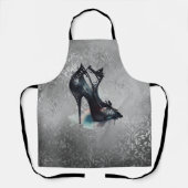 Gothic Vogue Grunge | Blauwgroen Splash Stiletto H Schort (Voorkant)