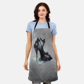 Gothic Vogue Grunge | Blauwgroen Splash Stiletto H Schort (Gedragen)