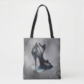 Gothic Vogue Grunge | Blauwgroen Splash Stiletto H Tote Bag (Voorkant)