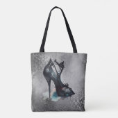 Gothic Vogue Grunge | Blauwgroen Splash Stiletto H Tote Bag (Achterkant)