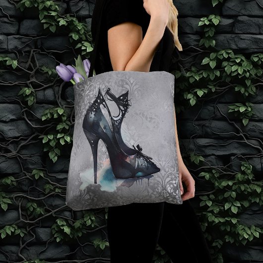 Gothic Vogue Grunge | Blauwgroen Splash Stiletto H Tote Bag