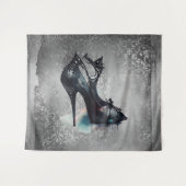 Gothic Vogue Grunge | Blauwgroen Splash Stiletto H Wandkleed (Voorkant (horizontaal))