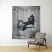 Gothic Vogue Grunge | Blauwgroen Splash Stiletto H Wandkleed (In situ)