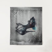 Gothic Vogue Grunge | Blauwgroen Splash Stiletto H Wandkleed (Voorkant)