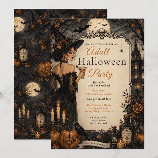 Gothic Volwassen Halloween Feest Kaart (Voorkant / Achterkant)