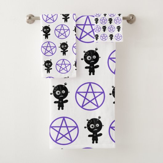 Gothic Voodoo Doll en Pentagram Bad Handdoek (Insitu)