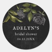 Gothic Vrijgezellenfeest Black Rozen Ronde Sticker (Voorkant)