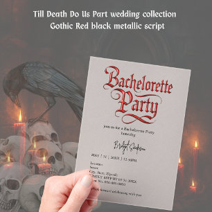 gothic vrijgezellenfeest - Red Metallic Script Acryl Uitnodigingen
