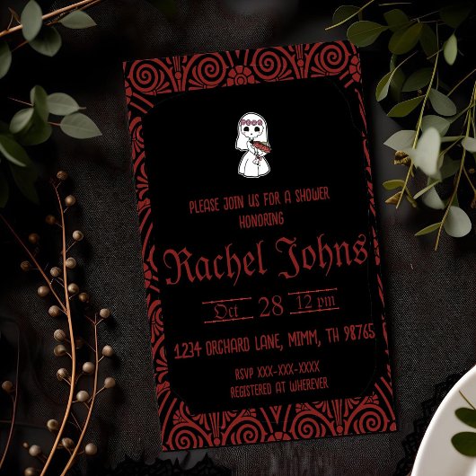 Gothic Vrijgezellenfeest Skeleton Invite Kaart