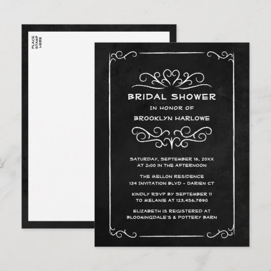 Gothic  Vrijgezellenfeest zwart-witbord  Briefkaart (Voorkant / Achterkant)