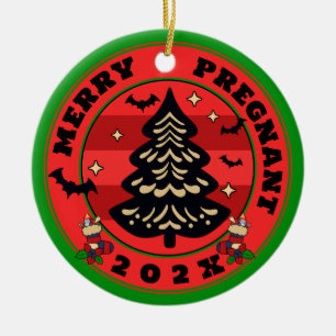 Gothic Vrolijk & Zwanger Kerst Keramisch Ornament