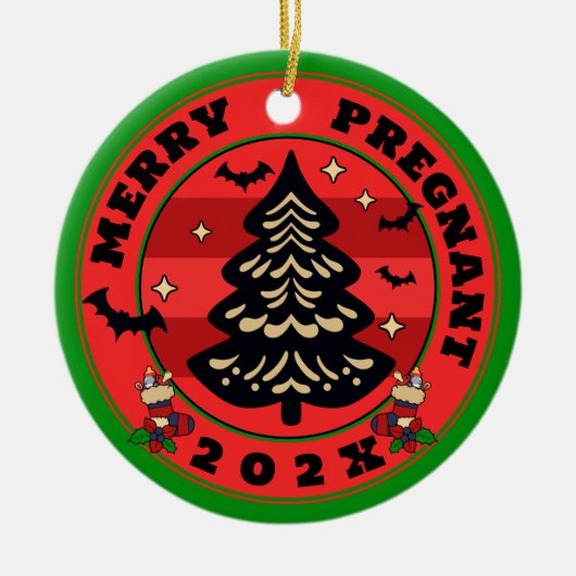 Gothic Vrolijk & Zwanger Kerst Keramisch Ornament (Voorkant)