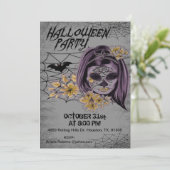 Gothic Vrouw Zombie Enge Volwassene Halloween Invi Kaart (Staand voorkant)