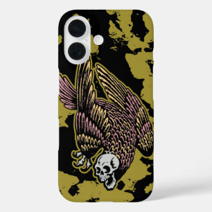 Gothic Vulture Skull Art Grunge Camouflage iPhone 16 Hoesje