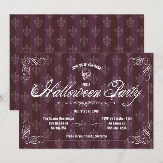 Gothic Wallpaper Halloween Party Kaart (Voorkant / Achterkant)