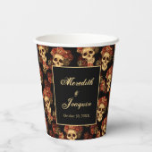 Gothic Weddenschappen Black Red Rose Custom Papieren Bekers (Achterkant)