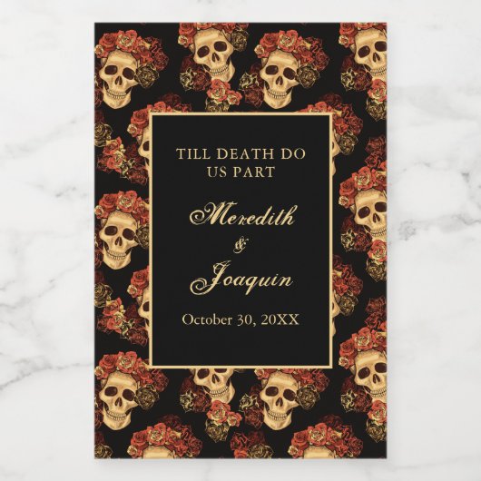 Gothic Weddenschappen Black Red Rose Custom Wijn Etiket (Enkel label)