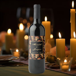 Gothic Weddenschappen Black Red Rose Custom Wijn Etiket