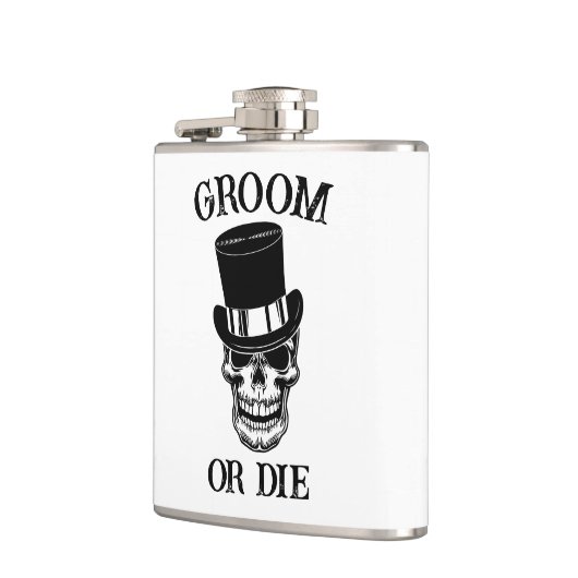 Gothic Wedding Bachelor Party Groom Custom Skull Heupfles (Links)