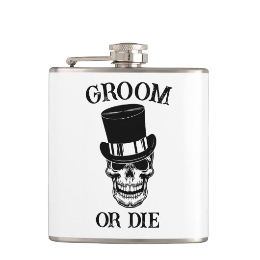 Gothic Wedding Bachelor Party Groom Custom Skull Heupfles (Voorkant)