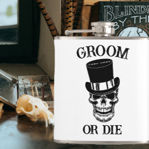 Gothic Wedding Bachelor Party Groom Custom Skull Heupfles