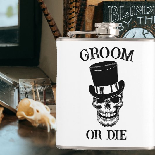 Gothic Wedding Bachelor Party Groom Custom Skull Heupfles