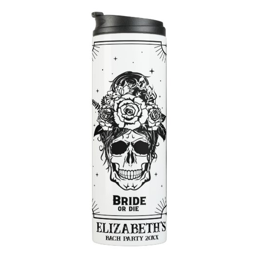 Gothic Wedding Bachelorette Party Gepersonaliseerd Thermosbeker (Geroteerd rechts)